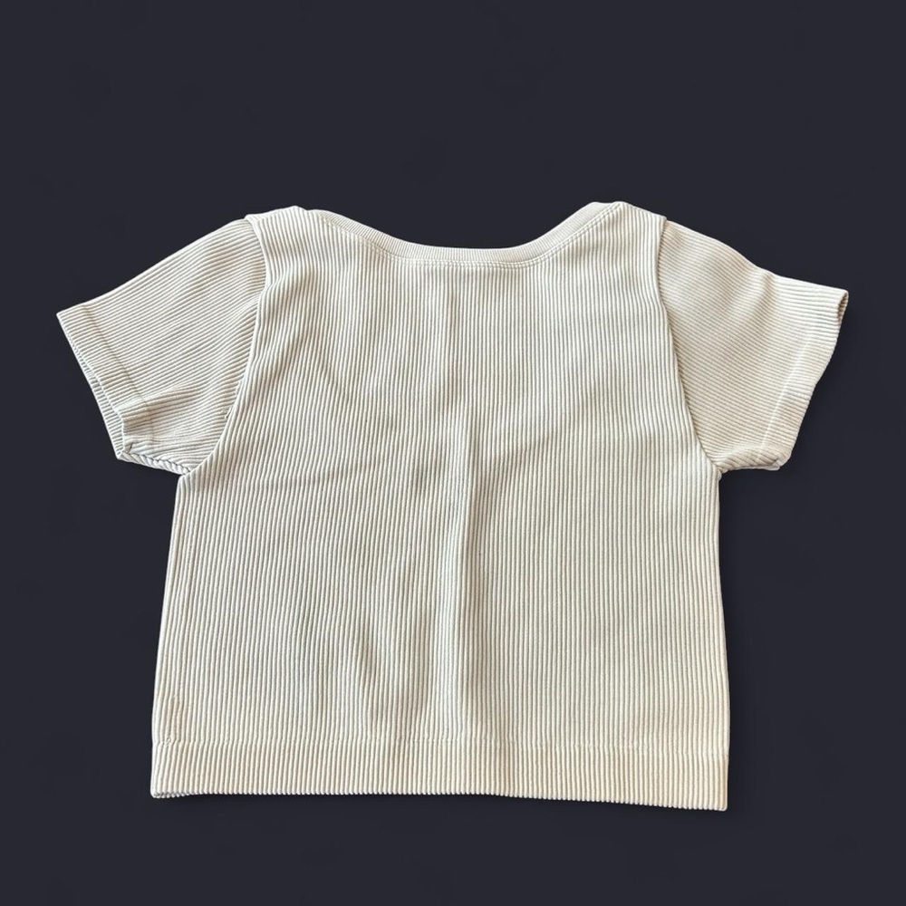 Cream Ribbed Crop Top - Picture 2 of 3